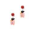 thumbnail image 2 of Delight Jewelry Resin Pink Pig Graduate Red Crystal Clip on Earrings, 2 of 5