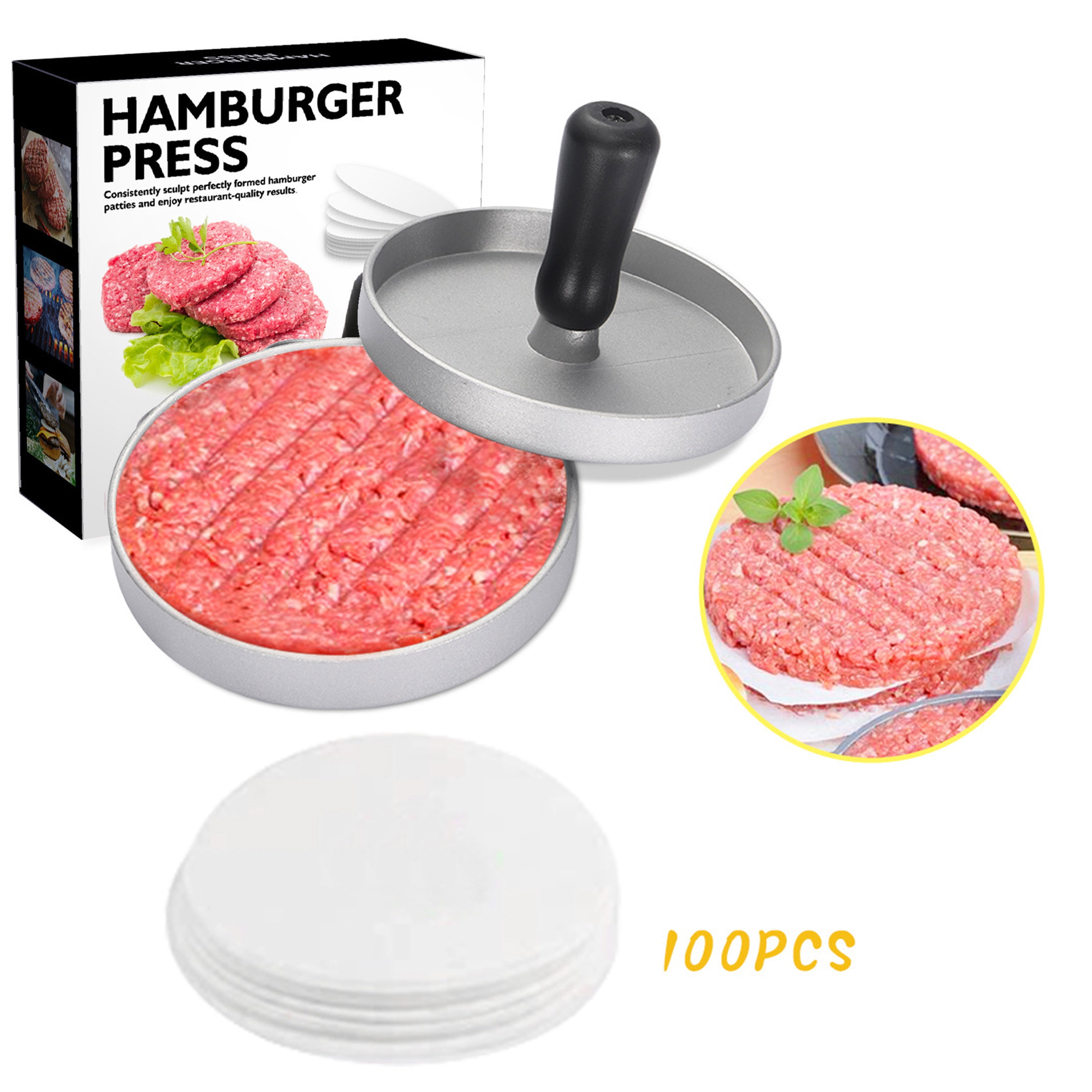 Sweet Home Burger Press Patty Maker,7-in-1 Innovative Burger Press,Hamburger Maker Mould Machine,Non Stick Burger Press Patty Maker,Frozen Hamburger Press Patty Maker,Red 