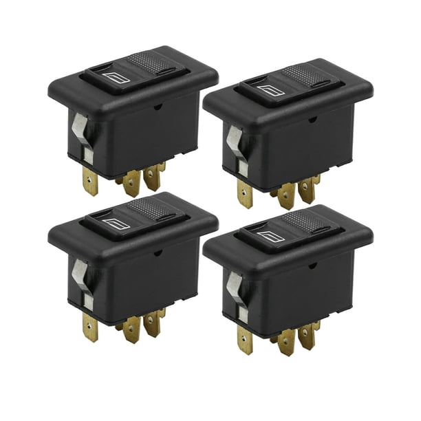 4Pcs Interruptor Elevalunas 5 Patillas Pulsador con Luz Blanca para Coche Jetta 12V CC
