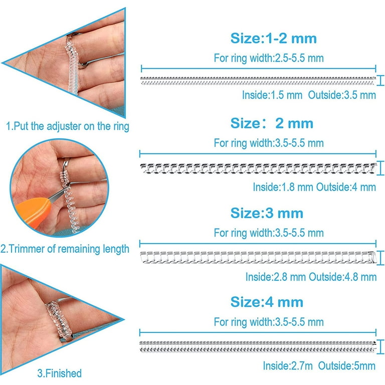 Invisible Ring Size Adjuster for Loose Rings Ring Adjuster Fit Any Rings  Various Sizes of Ring Sizer, Set of 16