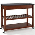thumbnail image 1 of Crosley 2 Drawer Black Granite Top Kitchen Cart in Cherry, 1 of 8
