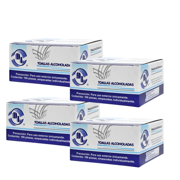 Kit 4 cajas de Toallas Alcoholadas cada caja con 100 piezas