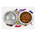 thumbnail image 1 of Silhouette Pet Mat for Food and Water, Flower Arrangement with Wild Desert Forest Animals Elephant Deer Giraffe Wolf, Non-Slip Rubber Mat for Dogs and Cats, 18" X 12", by Ambesonne, 1 of 2
