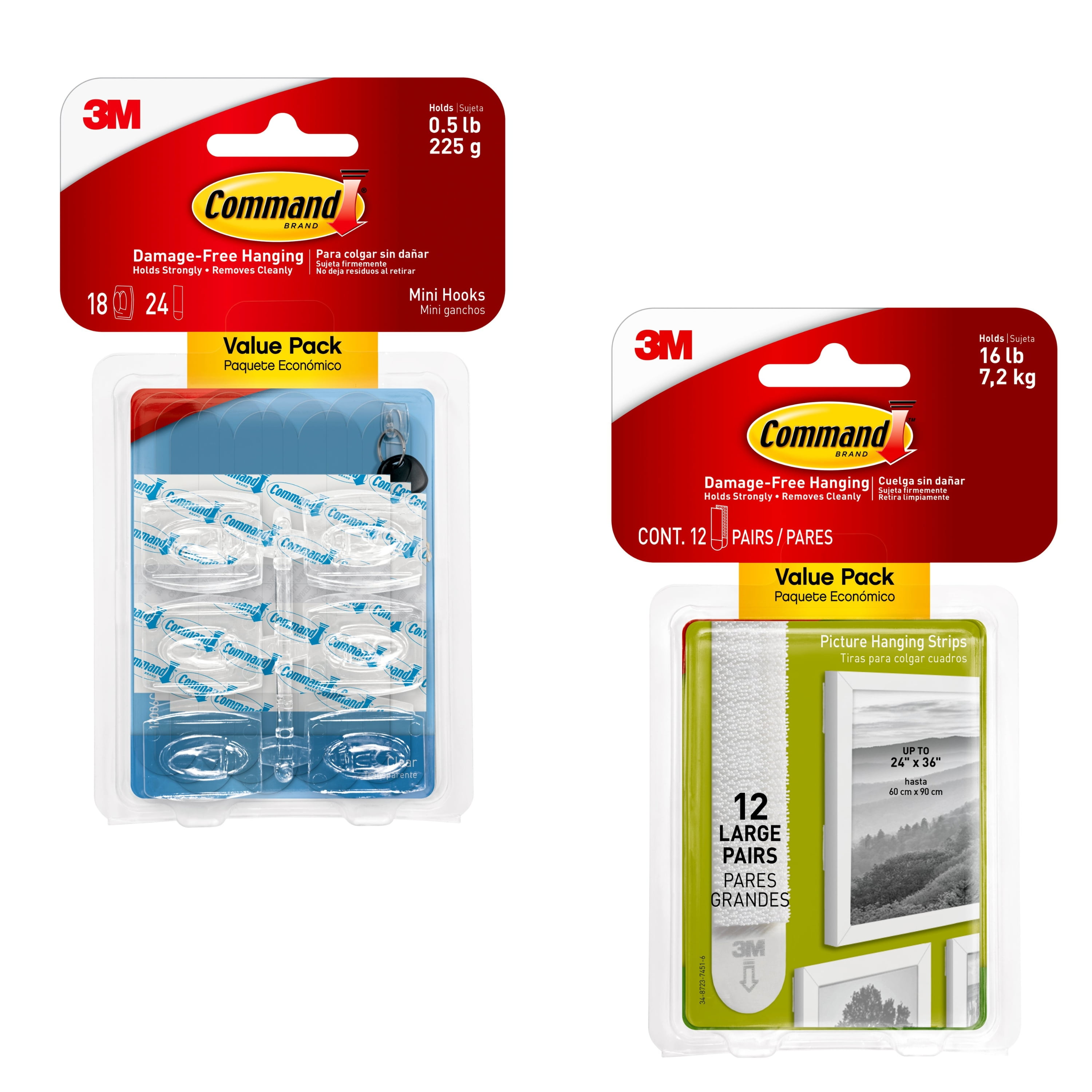 Clear Plastic Mini Self-Adhesive Wall Hooks, 18-Pack