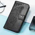 thumbnail image 6 of Designed for Moto G Play 2024 Phone Case Wallet,Women Butterfly Embossed PU Leather Kickstand Card Holder Slots Wrist Strap Flip Cover Purse for Motorola Moto G Play (2024) (Black), 6 of 7
