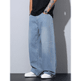 thumbnail image 5 of Mrmall Mens Wide Leg Jeans Baggy Y2k Loose Fit Casual Denim Jeans Skater Trousers Streetwear, 5 of 6