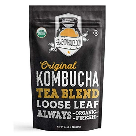 Fermentaholics Original Kombucha Tea Blend - Organic Loose Leaf Tea - 8oz - Makes 22 Gallons of Kombucha - Organic Green and Organic Black Tea Blend - Makes a Balanced and Delicious Kombucha (Best Way To Brew Loose Leaf Tea)