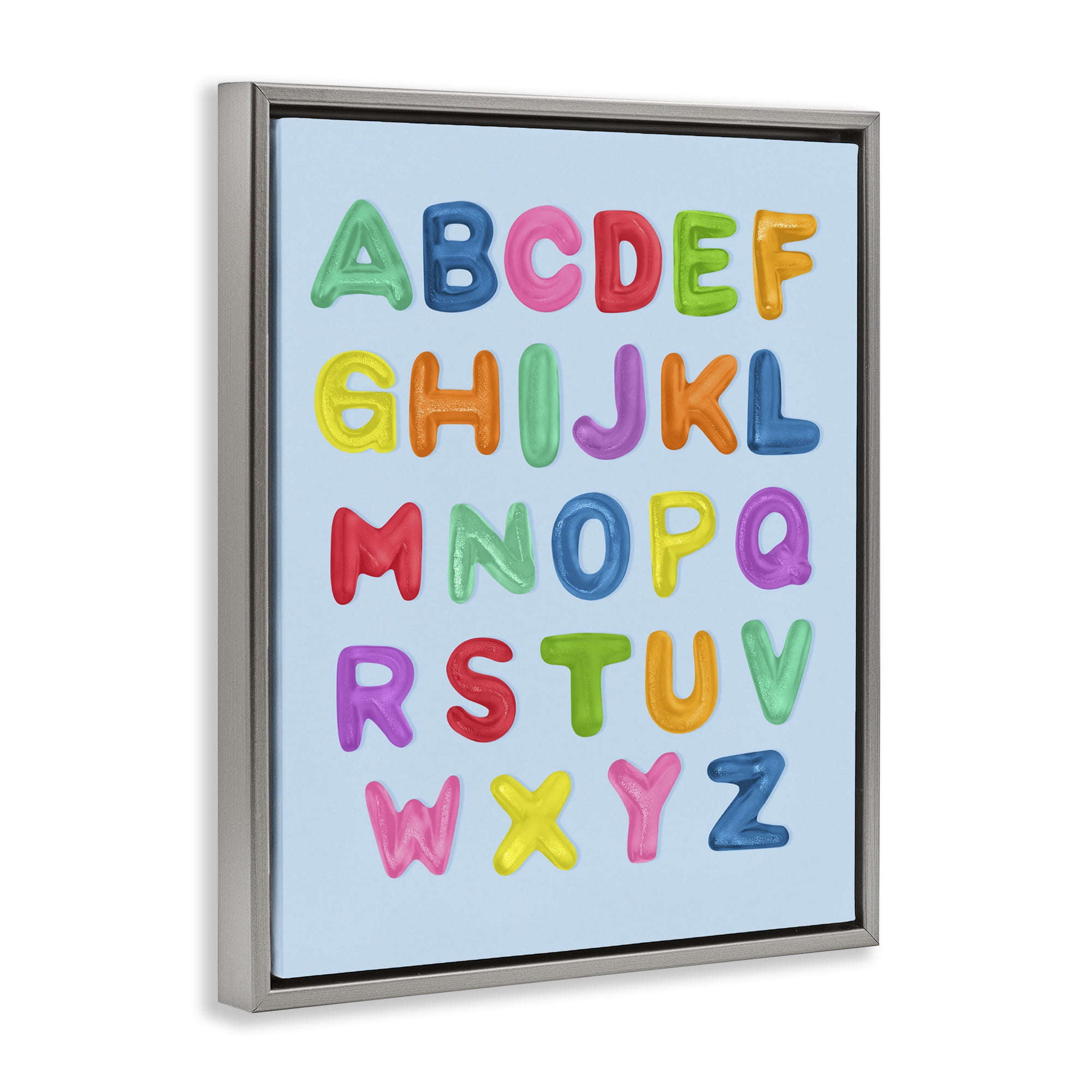 Stupell Industries Gummy Candy Alphabet Gray Framed Floater Canvas Wall Art, design by LISH Creative