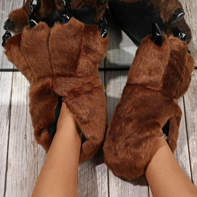 Saml op Bounce kighul Claws Shoes Plush Slippers Plush Bear Paw Slippers Animal House Slippers -  Walmart.com