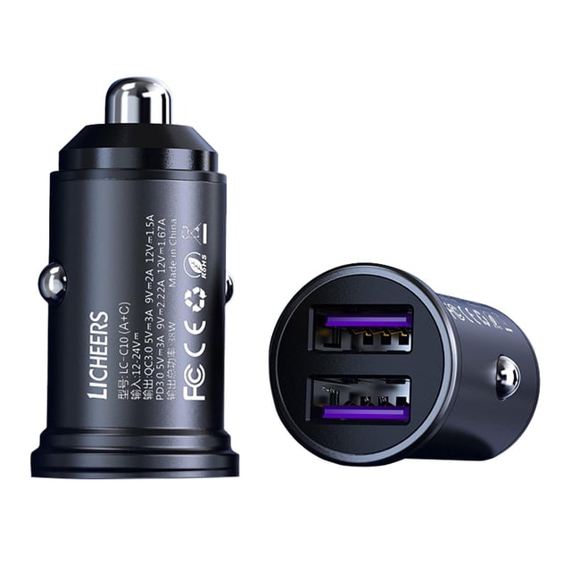 Cargador De Coche De Carga Rápida Qc3.0 Cargador De Coche De 38 W Cargador De Teléfono De Doble Puerto Usb De Metal Speravity EL016422-01