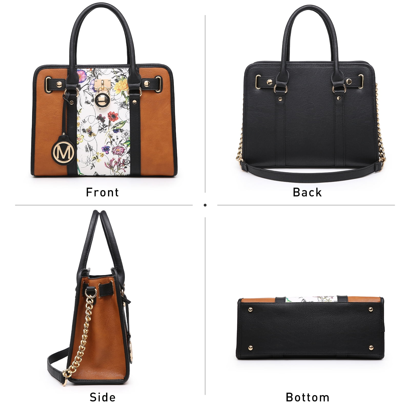 MKP Women Satchel Two tone Handbags Purses Top Handle Tote with Wallet 2pcs Bag Set
