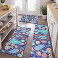 thumbnail image 2 of Blue Paisley and Floral Pattern Kitchen Rugs Sets Of 3,Kitchen Runner Rugs Non Skid Washable,Decorative Kitchen Floor Mats for Kitchen,Sink,Laundry,17"x30"+ 17"x47" + 17"x59", 2 of 6