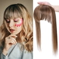 thumbnail image 5 of MY-LADY Clip In Remy Topper Hairpiece With Bangs Human Hair Clip On Toupee Wispy Bangs For Women Middle Part With Hair Loss Thinning Hair #4P27 Medium Brown & Dark Blonde, 5 of 8