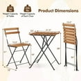 thumbnail image 3 of Costway Ensemble Bistro de Patio en Bois d'Acacia 3 Pcs Table Bistro avec 2 Chaises Pliantes Siège à Lattes Brun, 3 of 10
