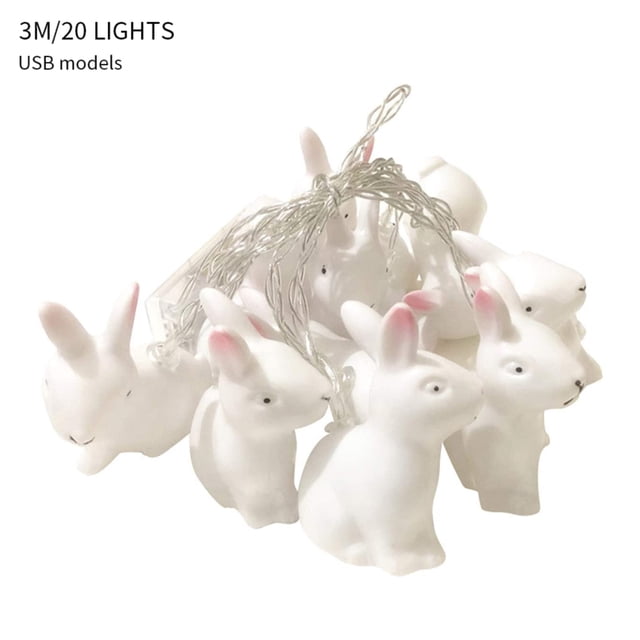 Lámpara de noche decorativa con forma de animal con cadena de luces LED de Pascua para boda, fiesta de cumpleaños, 3 metros, 20 LED, USB Yuarrent HA003735-02