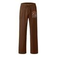 thumbnail image 3 of AWXNJUX Sweatpants Women Womens Printing Casual Loose Pants With Pockets Elastic High Waist Paper Bag Pants Linen Pants Pants Womens Women Pants (Brown,L), 3 of 4