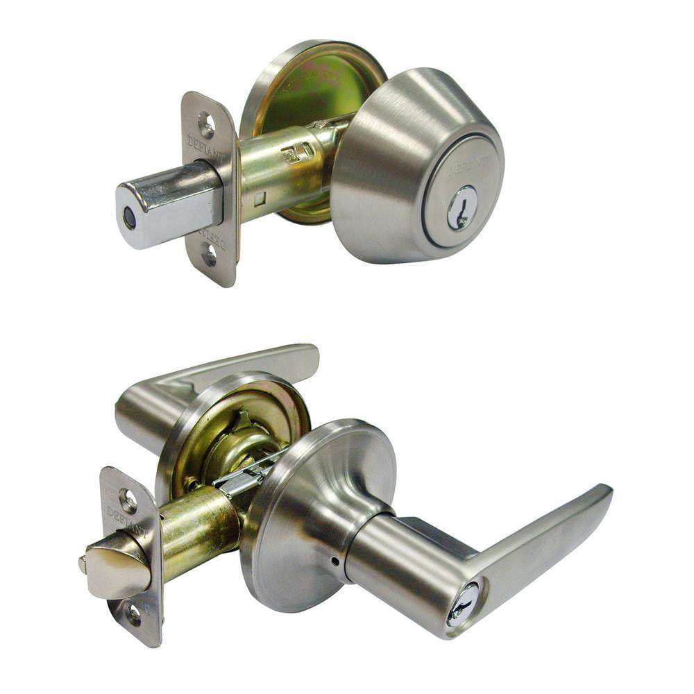 Details about   Defiant Olympic Stainless Steel Single Cylinder Entry Lever Door Combo Pack 
