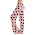 thumbnail image 2 of Women Drawstring Waist Heart Print Lounge Pants Soft Lightweight Relaxed Fit Pajama Bottoms Sleepwear Trousers Watermelon Red S, 2 of 2