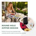 thumbnail image 4 of Round Outdoor Tablecloth with Umbrella Hole and Zipper, Gnomes Daisy Farmhouse Tablecloth with Elastic Waterproof, Pastoral Vintage Garden Floral Patio Table Covers for 31" - 35" Picnic Pool Tables, 4 of 9