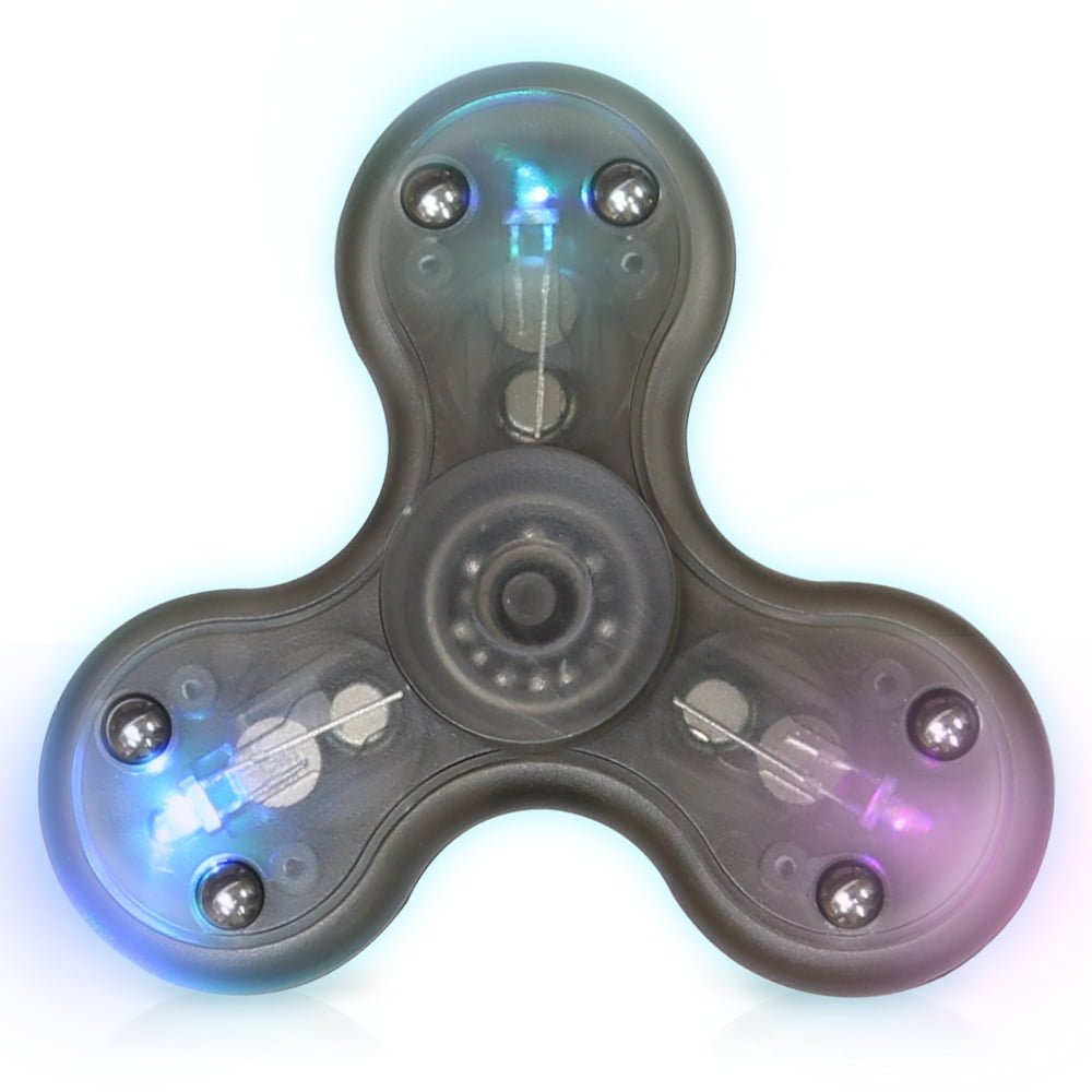 Tri Spinner Fidget Finger Stress Desk Toy EDC ADHD Autism Kid Adult With LED 