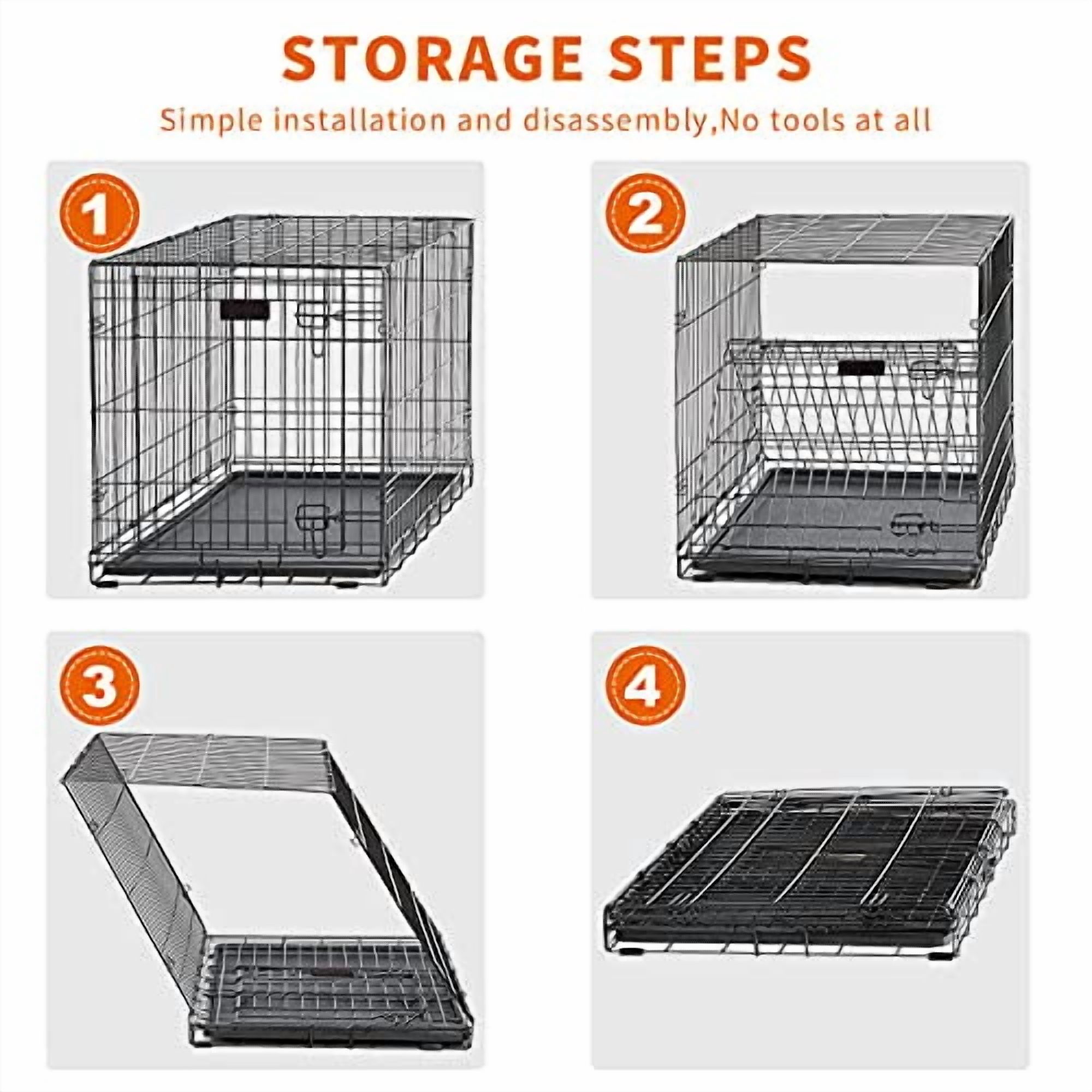 Dog Cage Dog Crate Dog Kennel Folding Metal Pet Crate for Small/Medium/Large Dogs 36 Inch Double Doors Puppy Kennel with Divider Panel Indoor Outdoor Travel Use(Black)