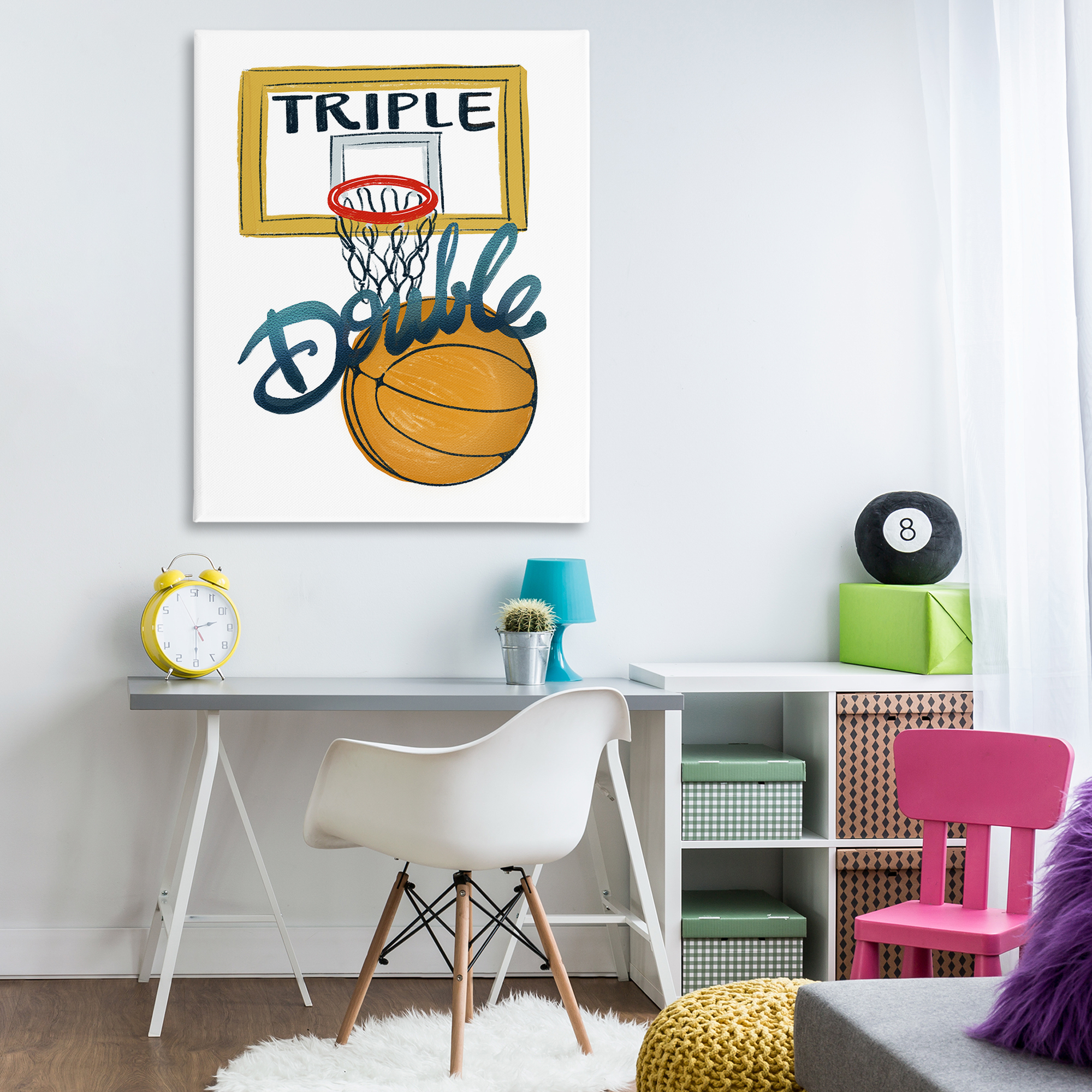 Triple Double Basketball Canvas Wall Art, design by Connie Summers