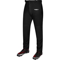 Exxact Sports Home Run Boys Baseball Pants without Piping - Full-Length, Semi-Relaxed Fit, Open-Bottom Youth Baseball Pants - (YXL, Black)