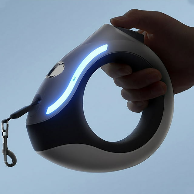 Handsfree Dog Leash Led Dog Leash Retractable Dog Leash With Flashlight Rechargeable 118in Round Handle Dog Leash With Lock Ergonomic Breathing Light Dog Leashes