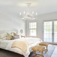 thumbnail image 3 of Maxax Candlestick Ceiling Fan with Light, 21" White Vintage Ceiling Fan with Remote Control, 6 Speeds Reversible Timing Ceiling Fan for Bedroom, Living Room, 3 of 7