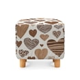 thumbnail image 2 of SCRAWLGOD Heart Animal Print Brown Beige Stretch Ottoman Cover Square, Footrest Stool Slipcover with Elastic Bottom Comfortable Foot Stool Cover Furniture Protector for Living Room, 2 of 7