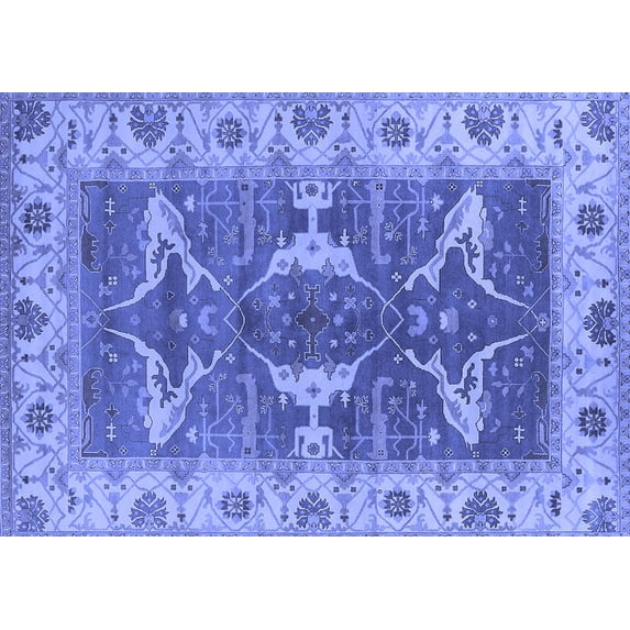 Ahgly Company Machine Washable Indoor Rectangle Oriental Blue Industrial Area Rugs, 4' x 6'