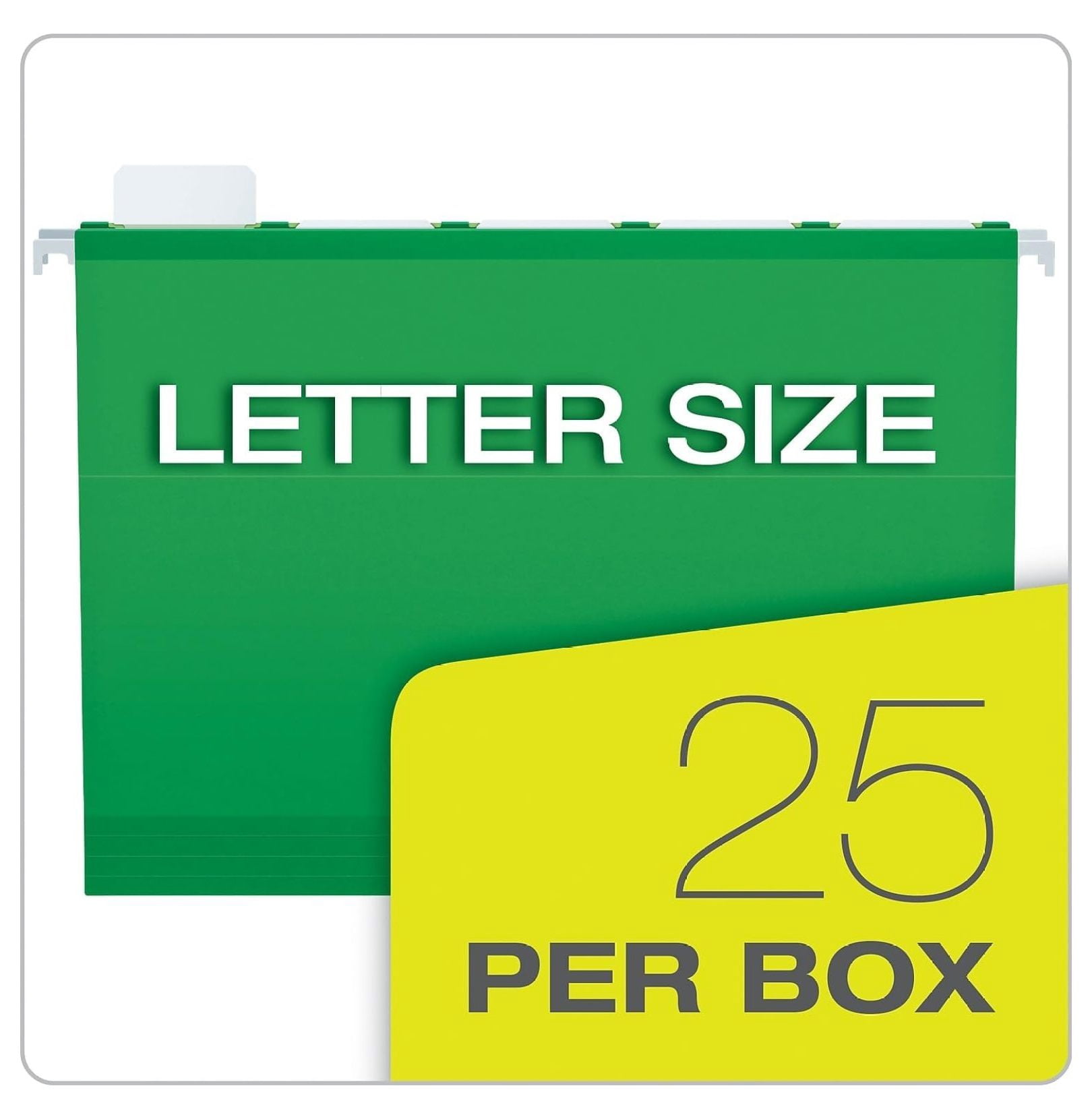 Hanging File Folders Letter Size, Bright Green - Ready-Tab Reinforced, 5 Tab, 25 Count