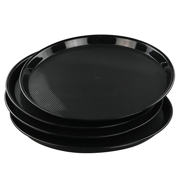 Ramddy Black Round Serving Trays, Set Of 4