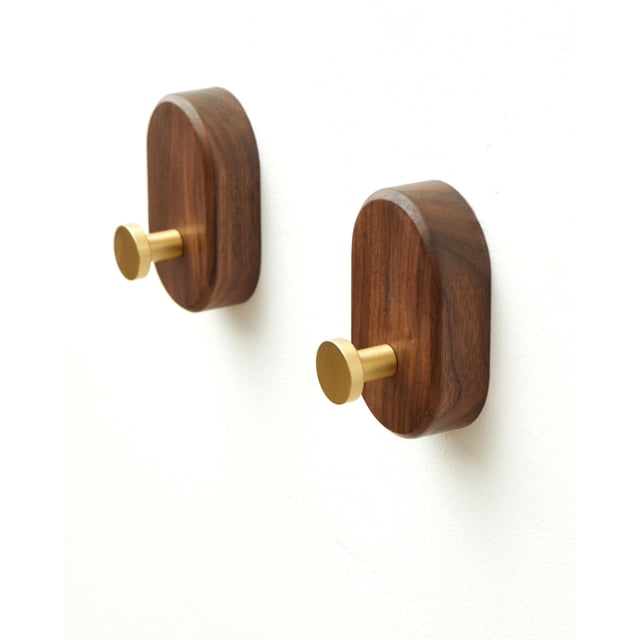 Percheros de Pared de Nogal Modernos Vinoil con Bronce Paquete de 2
