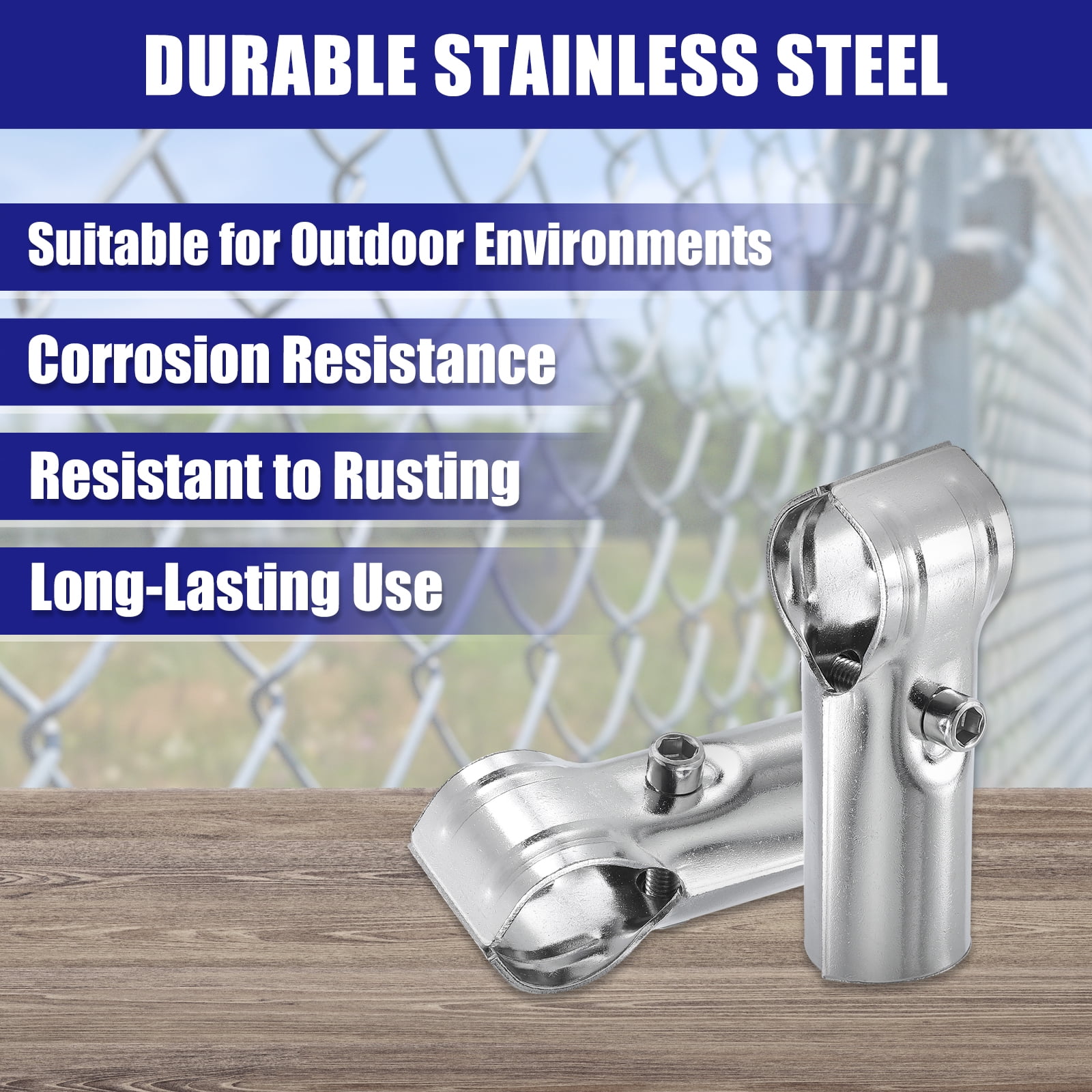 Uxcell 10Pack Tee Pipe Clamp Connector, Fit 1 Inch(25mm) OD Pipe Rail Corner Fitting Connector 201 Stainless Steel Chain Link Fence Clamp for Fence Railing DIY Project