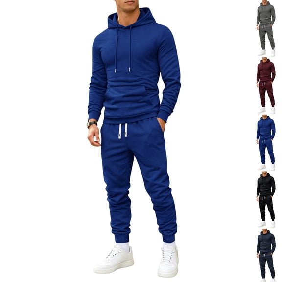 HAJWOH Track Suits for Men Set 2 Piece Hoodies With Pockets Sweatpants Sets Winter Running Jogging Sport Comfort Suit
