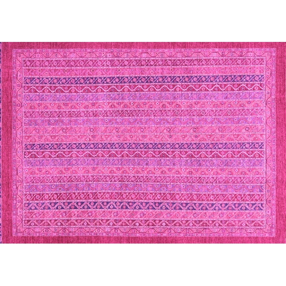 Ahgly Company Indoor Rectangle Abstract Pink Modern Area Rugs, 8' x 10'