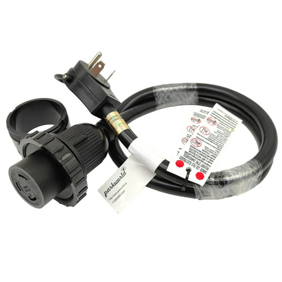 Parkworld 64880 RV Shore Power 30A Extension Cord Adapter NEMA TT-30P to L5-30R (4FT)