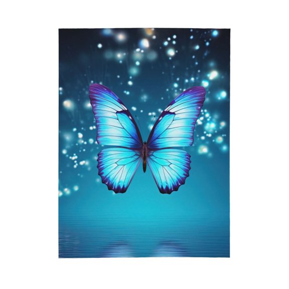 PHELIKA Water Flying Blue Butterfly 01 All Season Soft Throw Blanket Lightweight Flannel Fleece Blankets 40" x 50"