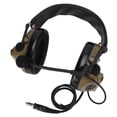 thumbnail image 1 of Auriculares militares con reducción de ruido de 7 mm, auriculares de montaje en la cabeza militares con micrófono desmontable, color marrón, 1 of 12