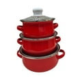 thumbnail image 2 of WeiLaiKeQi 3 Pieces Enamel Cooking Pots Stew Bean Simmer Pot Kitchen Household Cookware red, 2 of 9