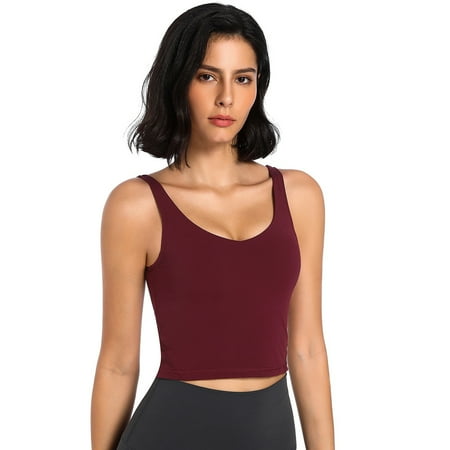 Fjuchai Womens Bra Tops Removable Padded Tank Underwear Yoga Fitness Vest Bras S-XXL