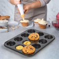 thumbnail image 3 of 1 juego de 2 moldes para muffins de silicona antiadherente para 24 muffins, cupcakes, brownies, pasteles, pudines, muffins, negro, 3 of 5