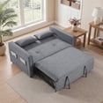 thumbnail image 3 of Bonzy Home 3 in 1 Convertible Sleeper Sofa Bed, 2-Seater Futon Couch with Storage Pockets, Adjustable Backrest & Pillows for Small Space, Living Room, Gray, 3 of 8