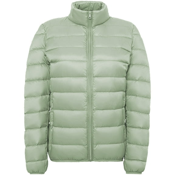 Niaviben Lightweight Puffer Jacket Women Cropped Puffer Jacket Women Quilted Jackets for Women Casual Jackets for Women Puffy Coats for Women Womens Jackets Casual Women Winter Jacket Green 2 L