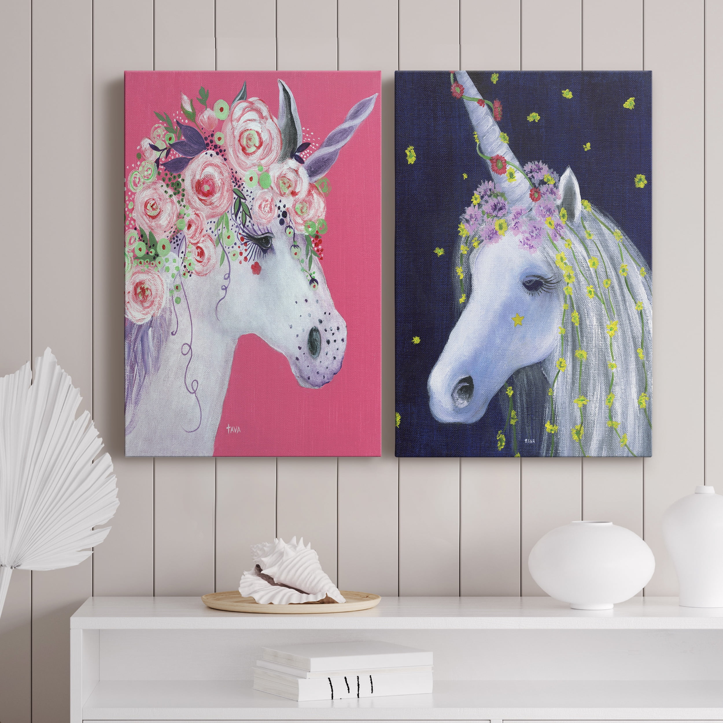 Unicorn III Premium Gallery Wrapped Canvas - Ready to Hang - Set of 2 - 12 x 18 Each