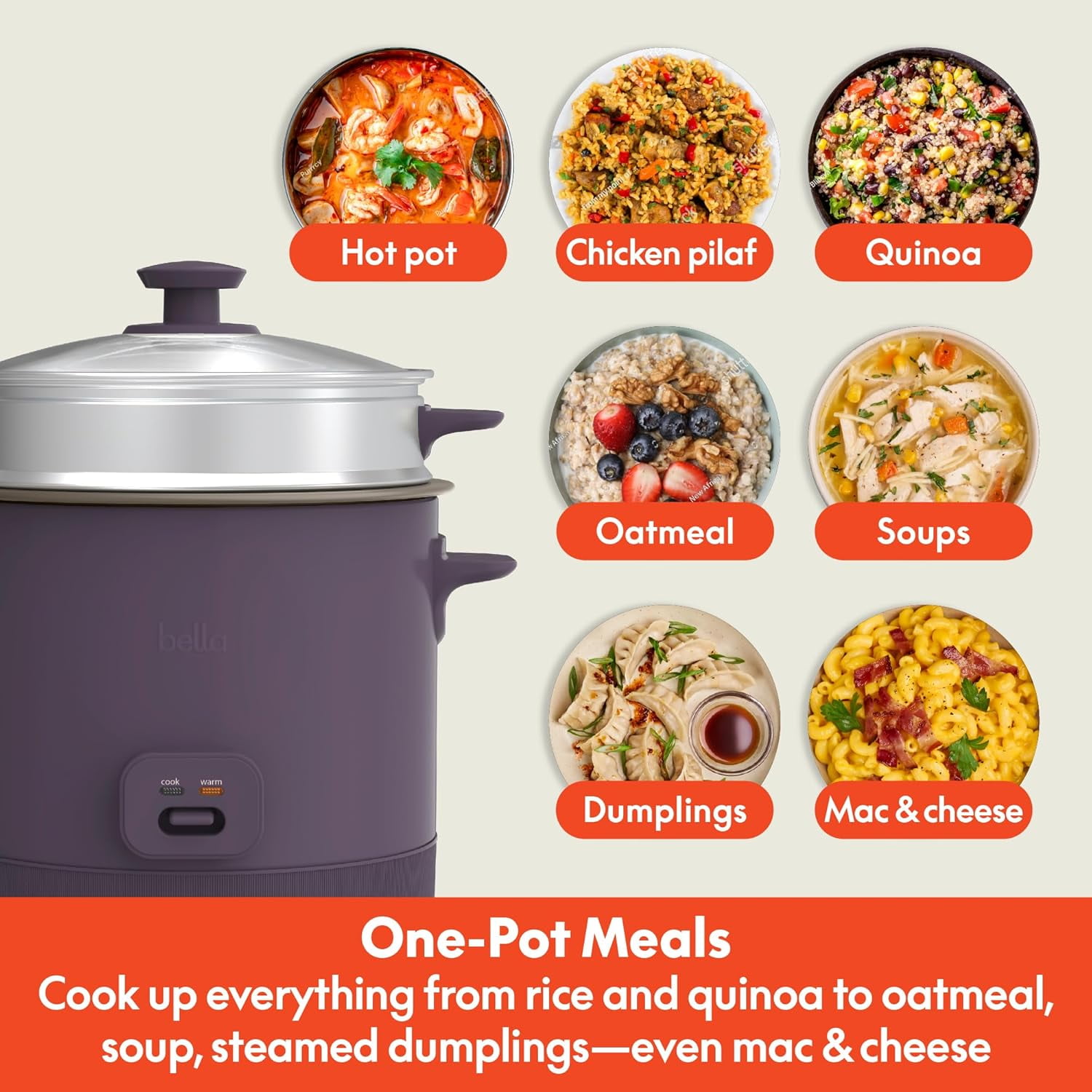 16 Cup Rice Cooker with Steamer, Nonstick Bowl,  Warm Function,