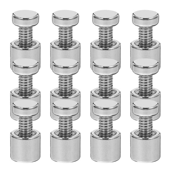 UNOMOR 24pcs Glass Standoff Screws Nickel Electroplating Mounting Hardware for Advertisers in Retail Stores