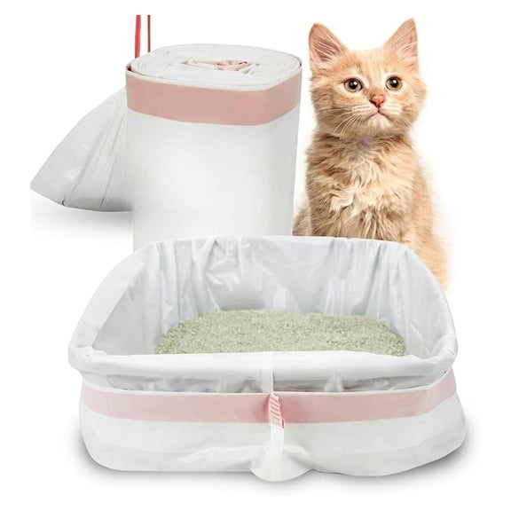 Cat Litter Box Liners, Heavy Duty Litter Pan Liners Bags with Drawstring for Pet Cat Litter Tray (Unscented) (JUMBO - 45 x 18 Inches, 50 Count)