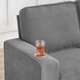 thumbnail image 5 of 83.86" Large Sofa with Extra Deep Seats,Comfy Velvet Couch with Cupholders,3 Seater Sofa for Living Room,Bedroom,Office,Gray+Velvet, 5 of 11